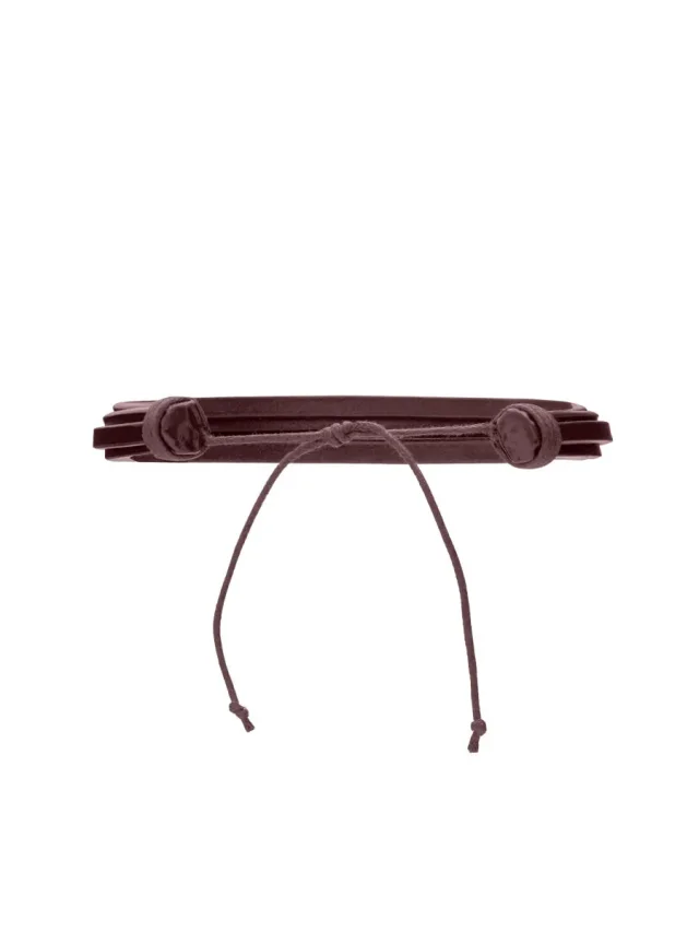 Saint Laurent Cassandre Bracelet — Bordeaux Leather Bracelets in Burgundy Leather from HEWI, photo 2 of 3