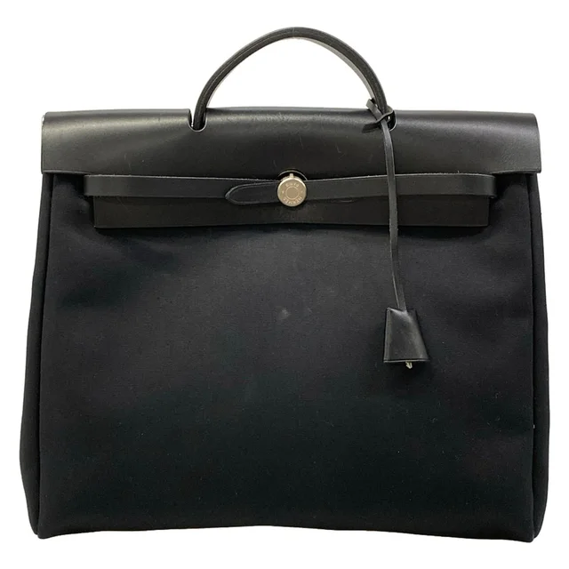 Hermès Handbag Herbag MM Black Leather in Black Leather from The Reluxe