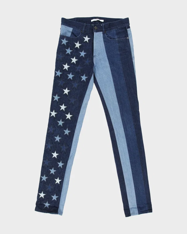 F/W 2016 Givenchy 'Multi Stars & Stripes' Mid Rise Embroidered Patchwork Denim Skinny Fit … L34 in Denim from Rokit Vintage