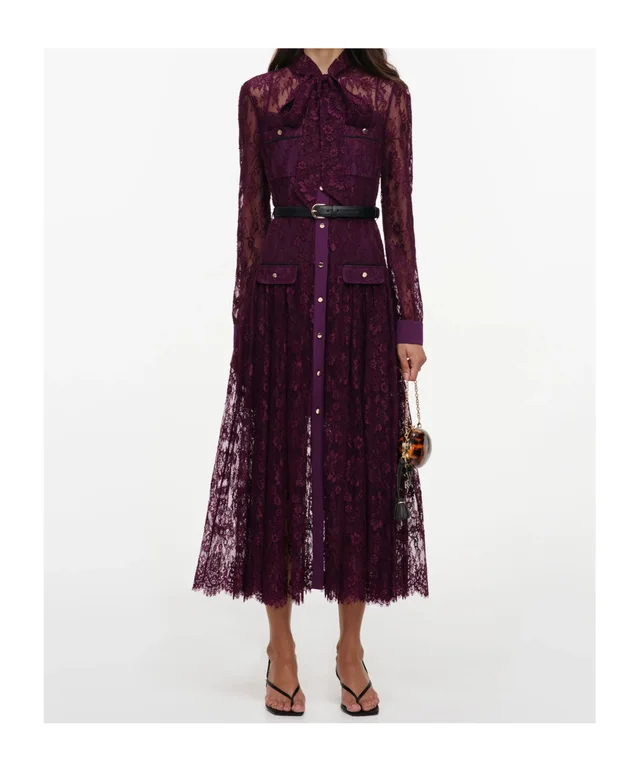 Self-Portrait Lace-up midi dress, photo 2 of 5 from SENSER