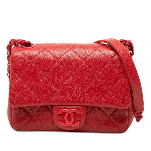 Red Chanel Mini Square Caviar Incognito Flap Crossbody Bag in Red Caviar leather from Designer Revival, photo 1 of 1