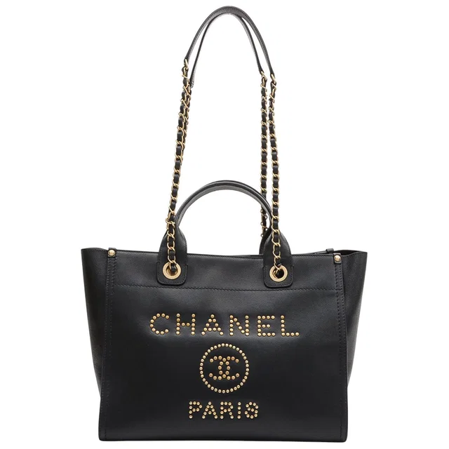 Chanel 2017 Caviar Skin Deauville Bag, Black in Black Caviar leather from VINTAGE QOO TOKYO