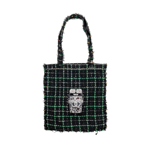 Chanel Robot Shopping Tote Bag Tweed Multicolour SHW in Tweed from EMIER