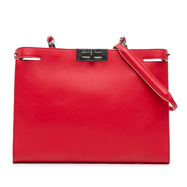 Red Fendi Leather Peekaboo Clutch Crossbody in Red Leather from Designer Revival, photo 1 of 1