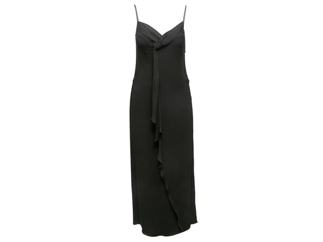 Black Valentino Draped Sleeveless Evening Dress Size IT 42 in Black from Designer Revival