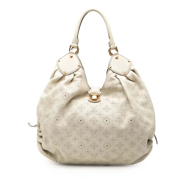 White Louis Vuitton Monogram Mahina XL Hobo Bag in White Calfskin from Designer Revival