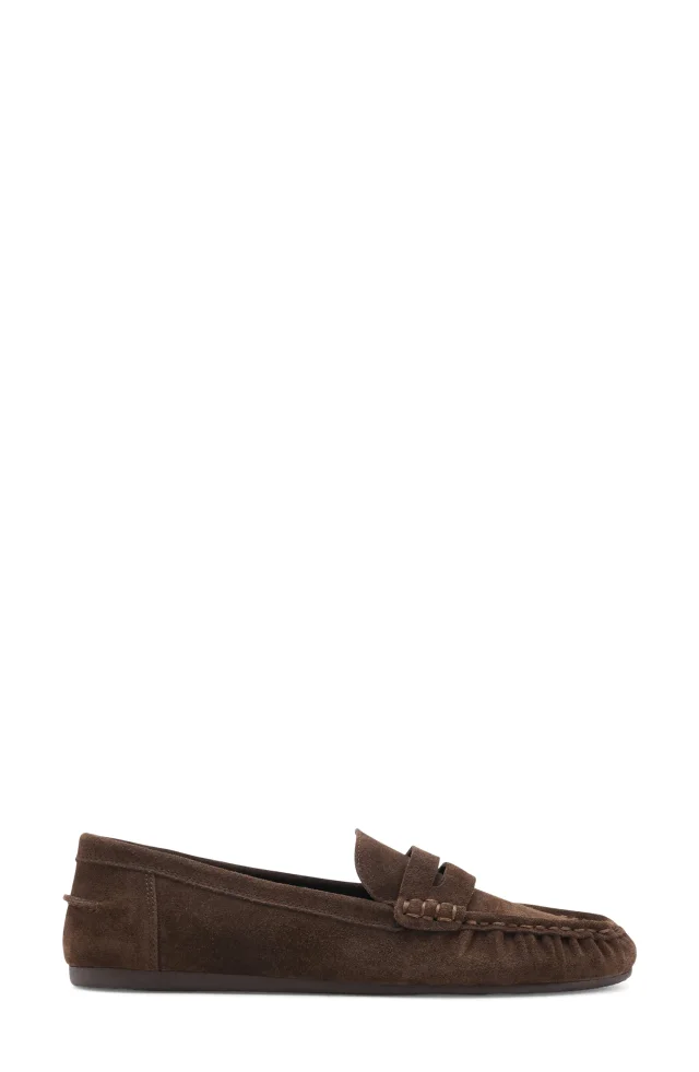 MANGO Suede Penny Loafer in Brown, photo 2 of 4 from Nordstrom Rack