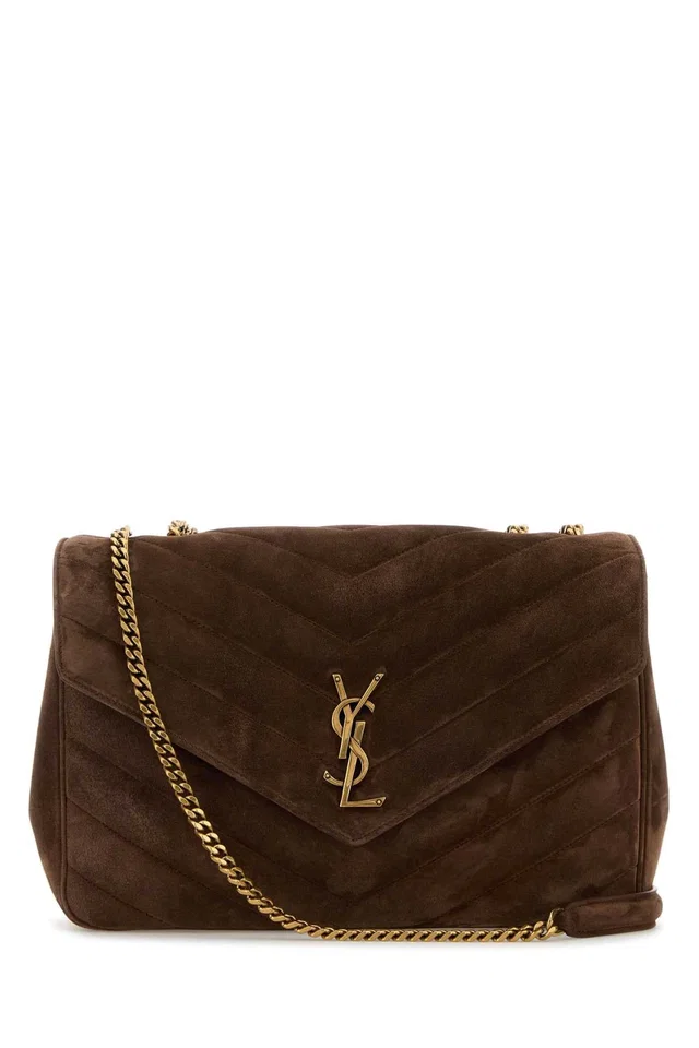 Saint Laurent Loulou Shoulder Bag — Brown in Brown Suede from HEWI