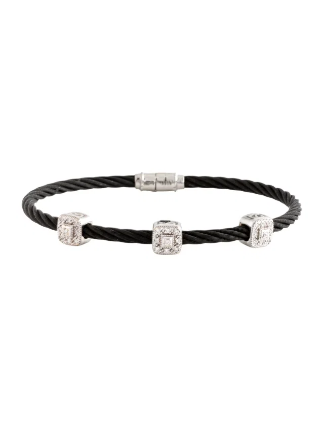 Charriol Diamond Three Station Cable Bracelet, 6.5" in multicolor from The RealReal