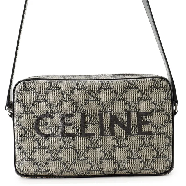 Celine Triomphe Messenger Bag Gray/Black194502 PVC Leather Size Medium in Grey Leather from GALLERY RARE