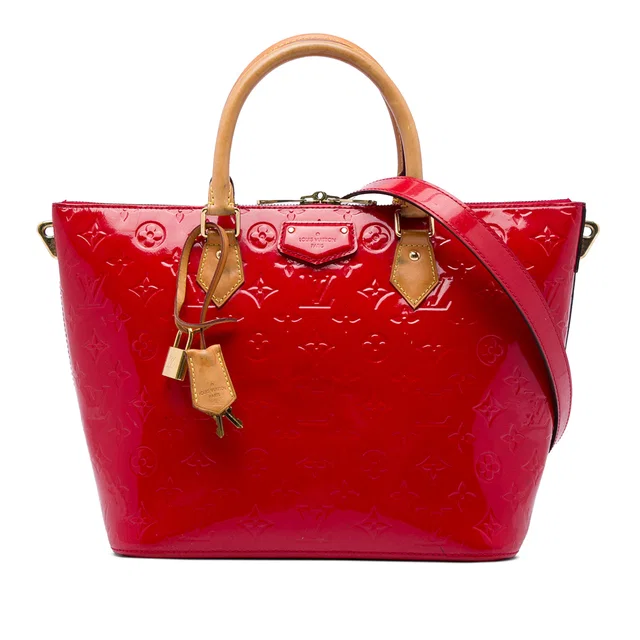 Red Louis Vuitton Monogram Vernis Montebello MM Satchel in Red Leather from Designer Revival
