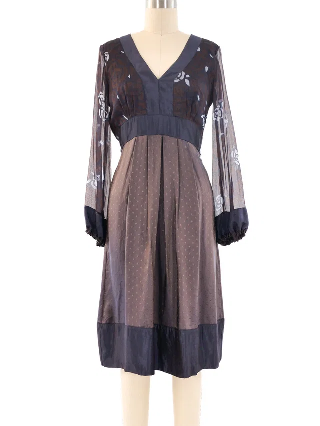 Alexander McQueen Floral Printed Silk Dress in Multicolor Silk from Arcade Vintage