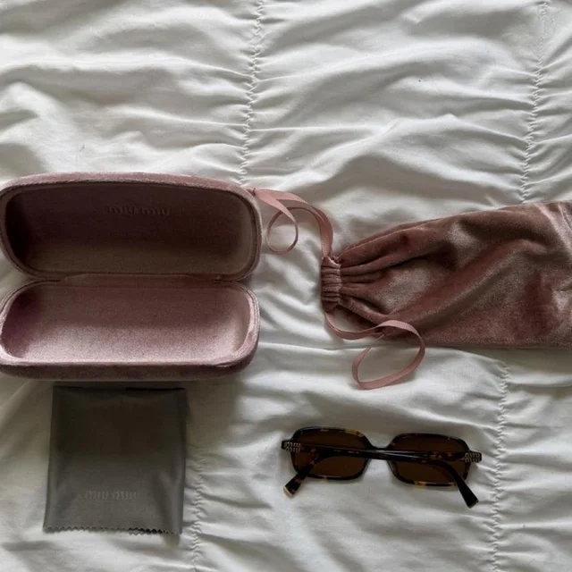 Miu Miu Women's Oversized Sunglasses - Pink/Brown in pink|red|brown from Depop, photo 1 of 1