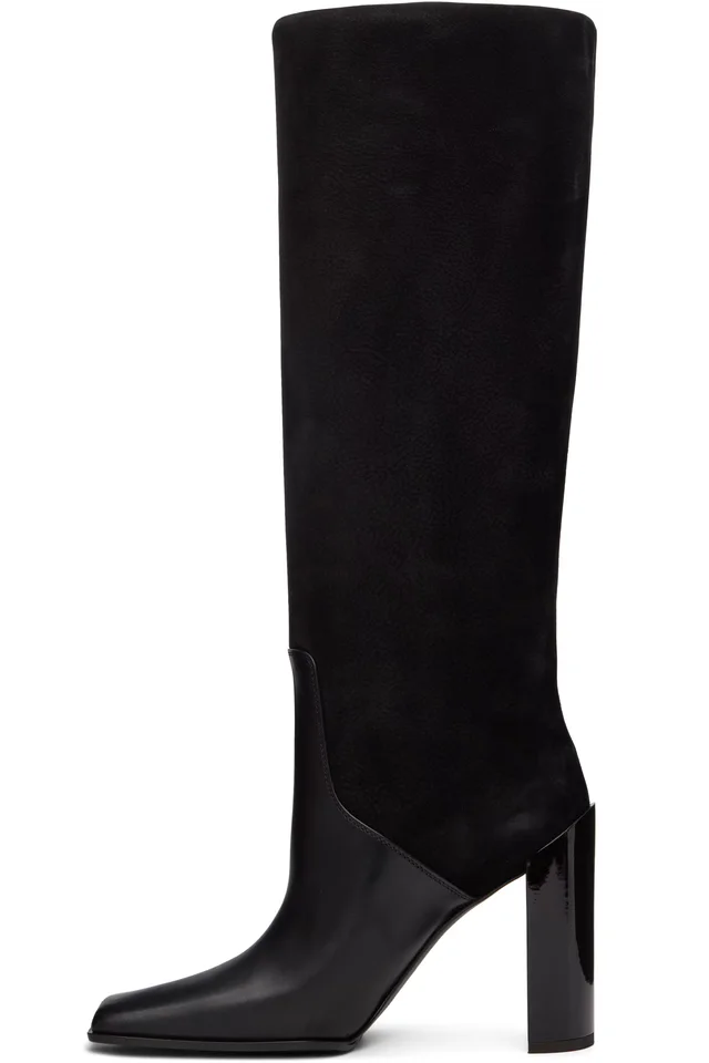 ALAÏA Black Square Knee Boots, photo 3 of 4 from SSENSE