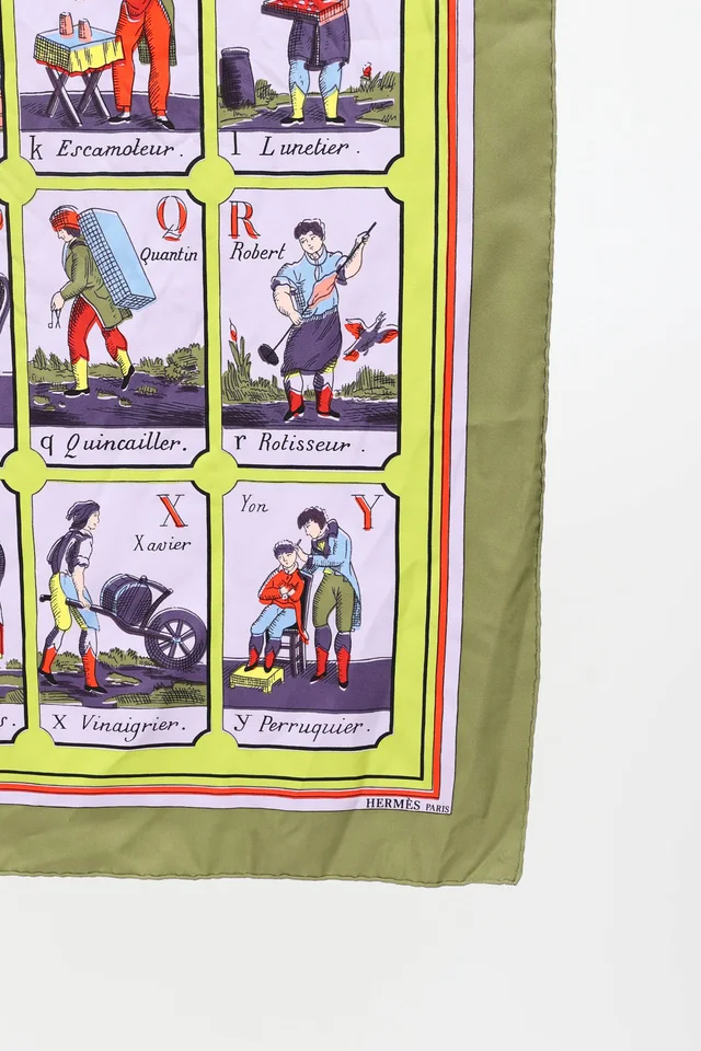 Hermès L'Alphabet de Métiers 90 Scarf in Silk from VSP Consignment, photo 2 of 2