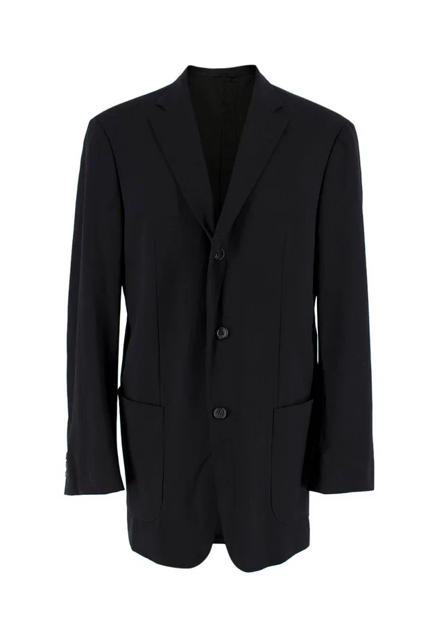 Jil Sander Black Single Breasted Wool Blend Blazer in Black Wool from HEWI