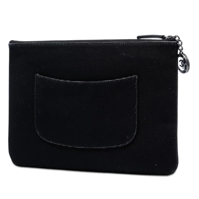 Black Chanel Medium Canvas La Pausa Zip O Case Clutch in Black Canvas from Designer Revival, photo 2 of 2