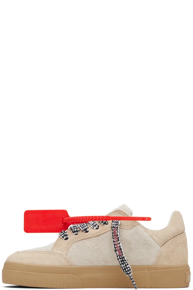 Off-White Beige Vulcanized Low Suede Sneakers, photo 3 of 4 from SSENSE