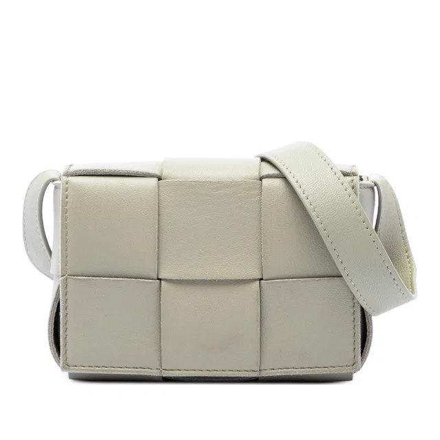 Grey Bottega Veneta Candy Nappa Intrecciato Cassette Crossbody in Grey Nappa leather from Designer Revival