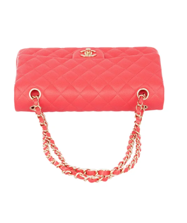 Chanel Vibrant Red Quilted Caviar Leather Classic Double Flap Bag in Red Caviar leather from Luxury Promise, photo 6 of 13