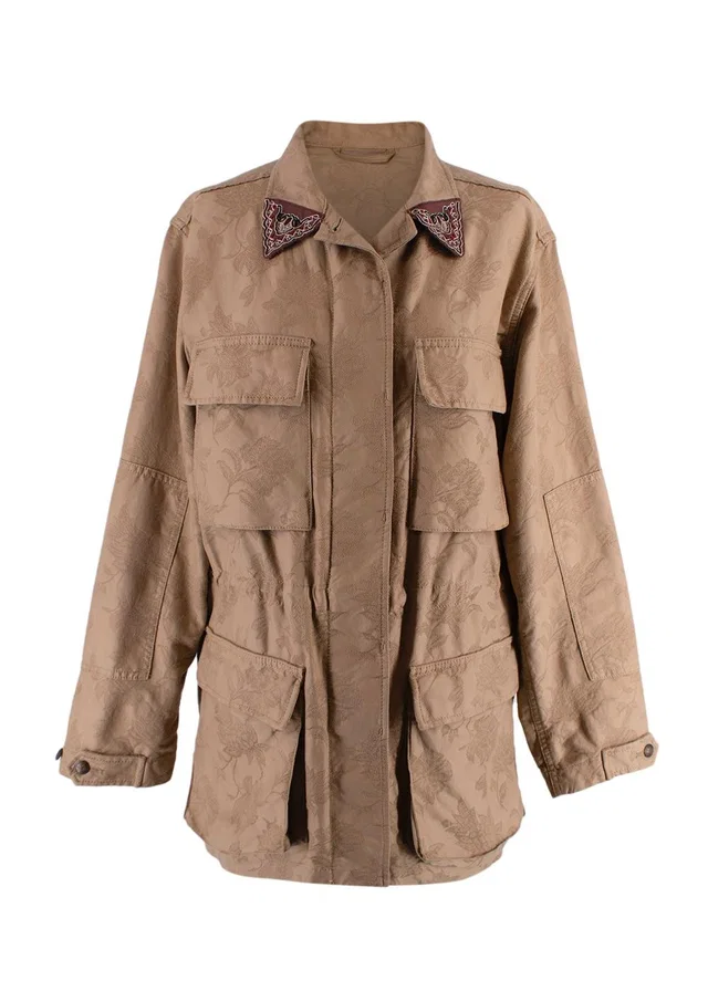 Etro Tan Floral Embroidered Jacquard Jacket in Brown from HEWI
