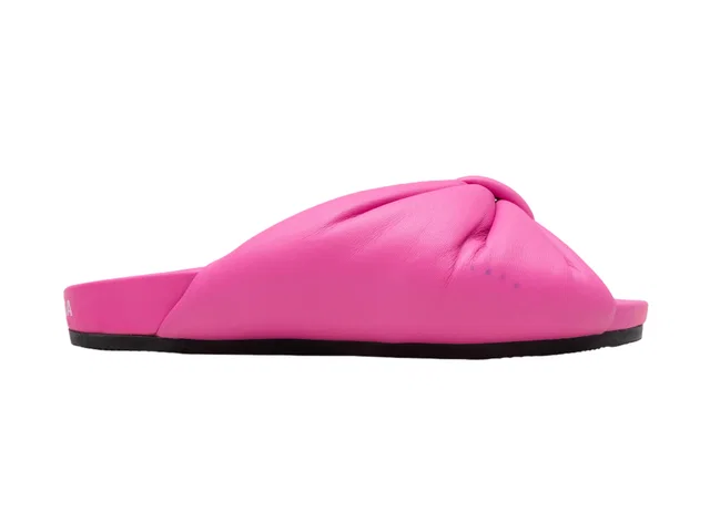 Hot Pink Balenciaga Leather Slide Sandals Size 36 in Pink Leather from Designer Revival