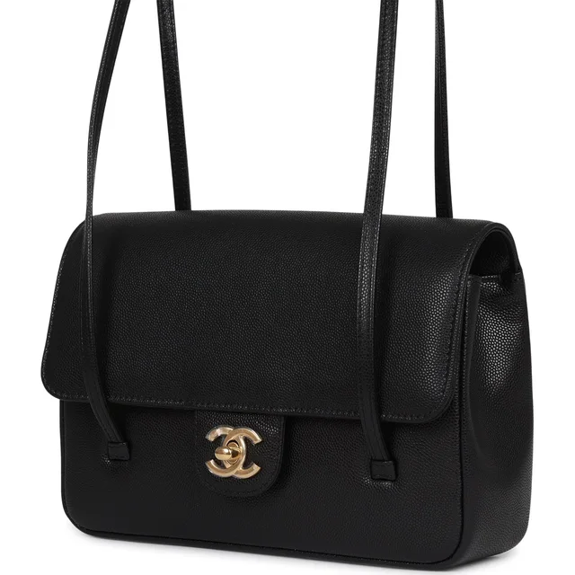 Chanel Small Preppy Coco Flap Bag Black Shiny Caviar Brushed Gold Hardware in Black Caviar leather from Madison Avenue Couture, photo 3 of 3