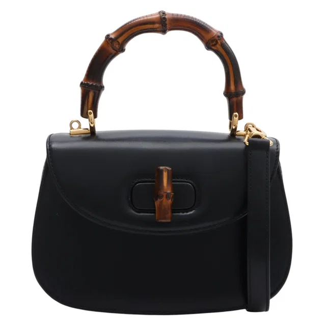 Gucci Bamboo 2-Way Mini Bag Black in Black Leather from VINTAGE QOO TOKYO