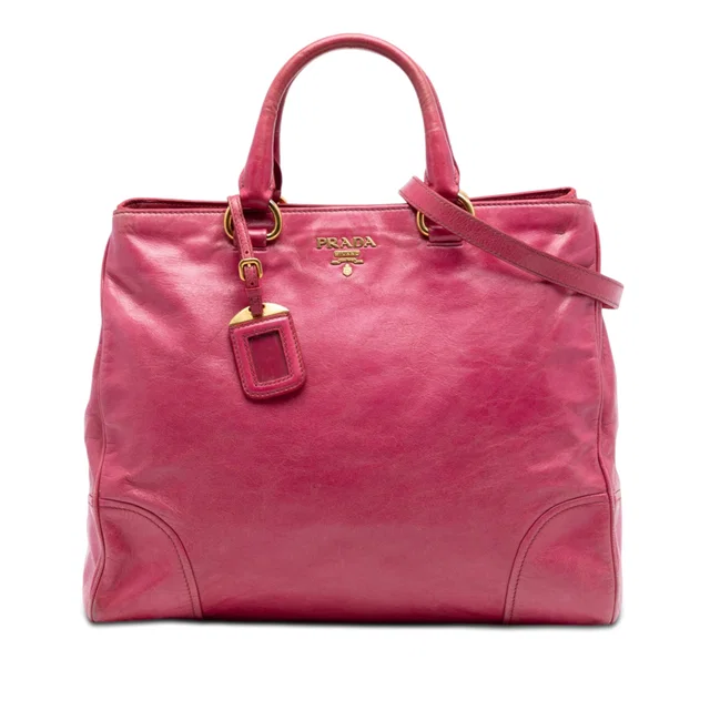 Pink Prada Vitello Shine Satchel in Pink Leather from Designer Revival