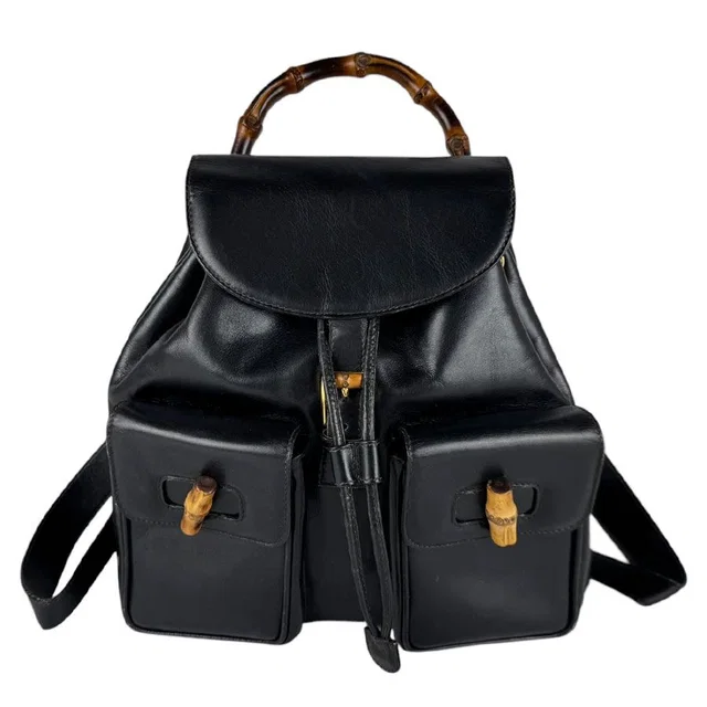 Gucci Backpack Bamboo Black in Black Leather from The Reluxe