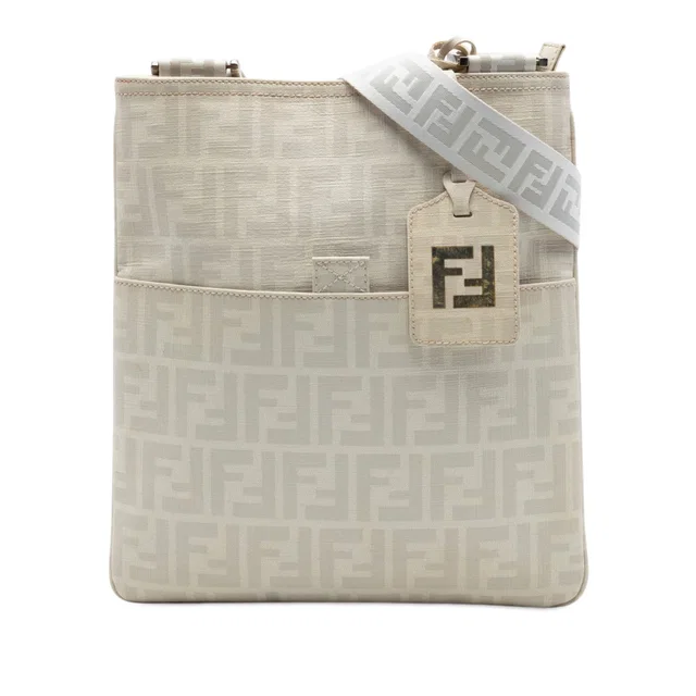 Beige Fendi Zucca Spalmati Crossbody in Beige Coated canvas from Designer Revival
