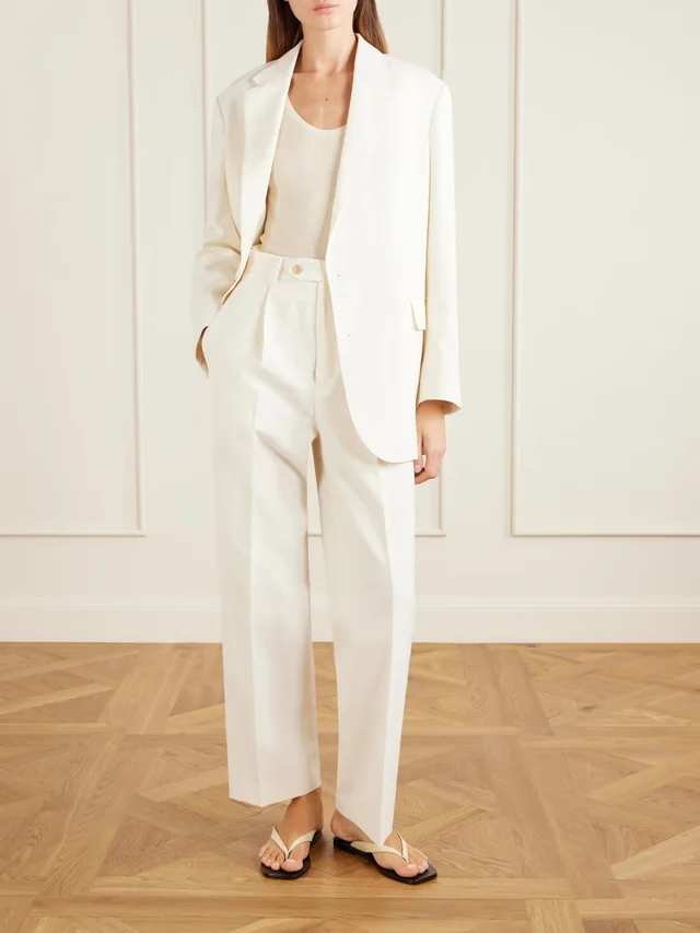 AURALEE Oversized wool, cotton and linen-blend Oxford blazer in White, photo 2 of 2 from NET-A-PORTER (Canada)