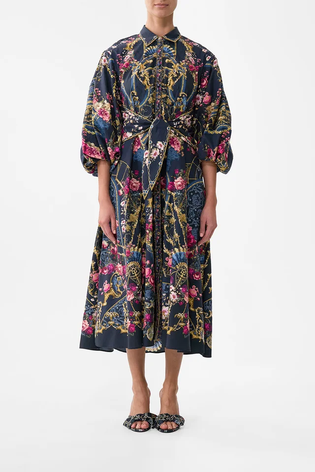 Camilla eBoutique WAIST TIE SHIRT DRESS WITH BUBBLE SLEEVE ORNATE ON A PLATE from CAMILLA, photo 1 of 1