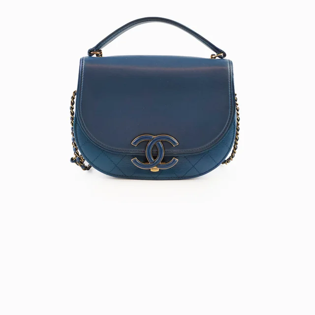 Chanel Small Coco Curve Flap Bag Blue in Blue Goatskin from The Purse Affair