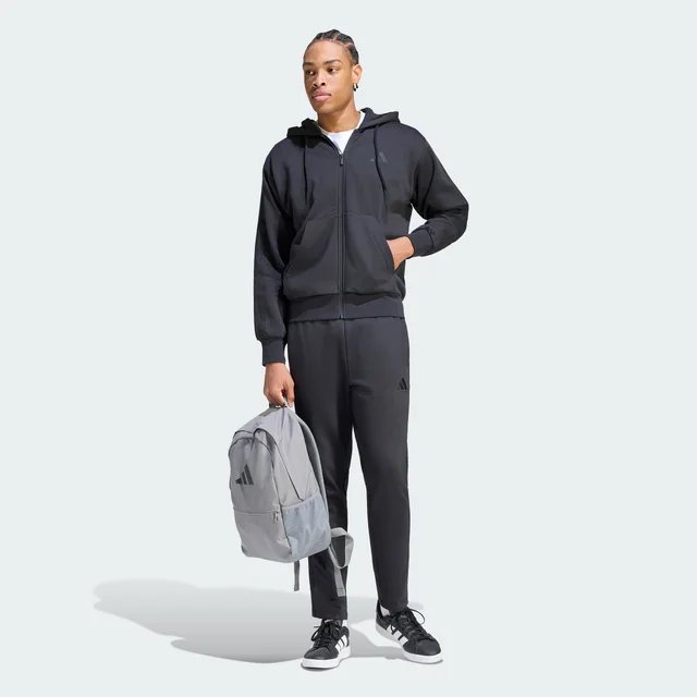 Adidas Essentials 3-Stripes Fleece Hoodie in Black, photo 3 of 6 from adidas (US)