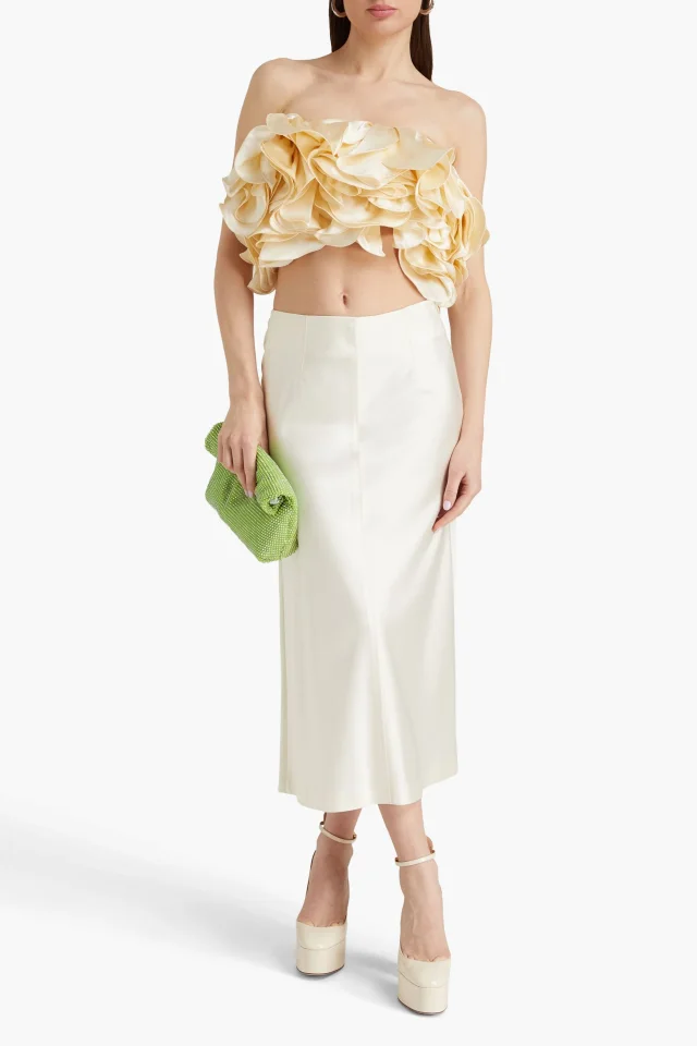 Magda Butrym Appliquéd Devoré Bustier Top in Cream, photo 2 of 4 from THE OUTNET