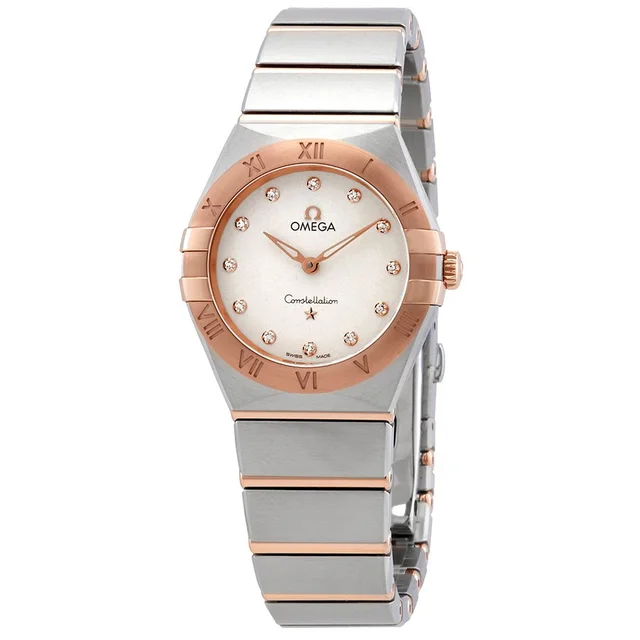 Omega Constellation Manhattan Diamond White Silvery Dial Ladies Watch 131.20.28.60.52.001 in gold|gray|white|pink|silver from Jomashop.com