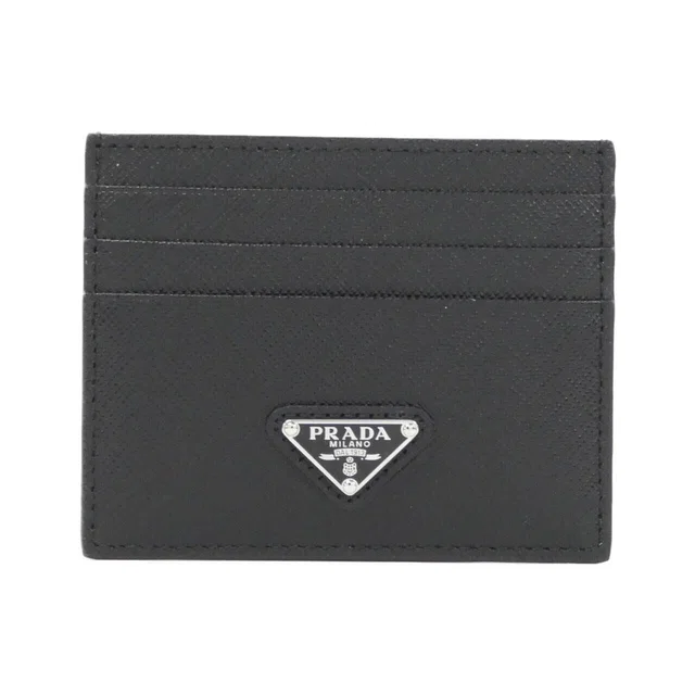 Prada Card Case Silver in Silver Saffiano leather from The Reluxe
