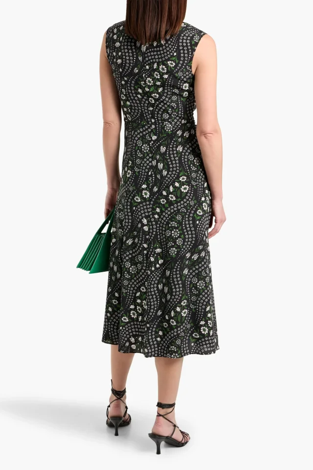 Veronica Beard Vivianna Draped Floral-Print Silk-Blend Midi Dress, photo 3 of 4 from THE OUTNET