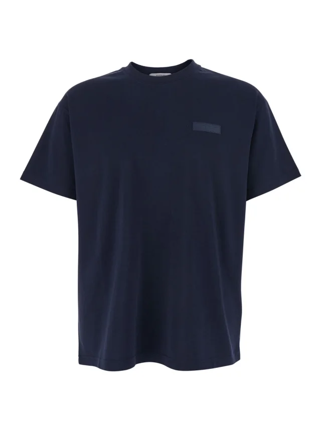 Givenchy Blue Crew Neck T-Shirt with Logo Patch on the Front in Cotton for Men in Blue 100% Cotton from Gaudenzi Boutique, photo 1 of 1