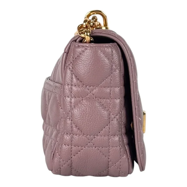 Dior Small Purple/Pink Tone Caro Leather Bag with Chain Strap in Pink Leather from Luxury Promise, photo 4 of 7