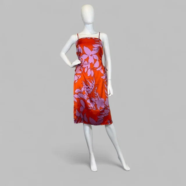 Christian Lacroix Women's Slip Dress - Orange/Pink in pink|orange from Depop