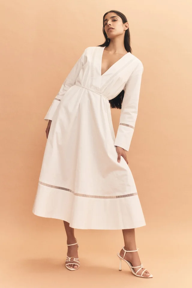 AJE Reborn Ladder Trim Midi Dress in White from Aje, photo 1 of 1