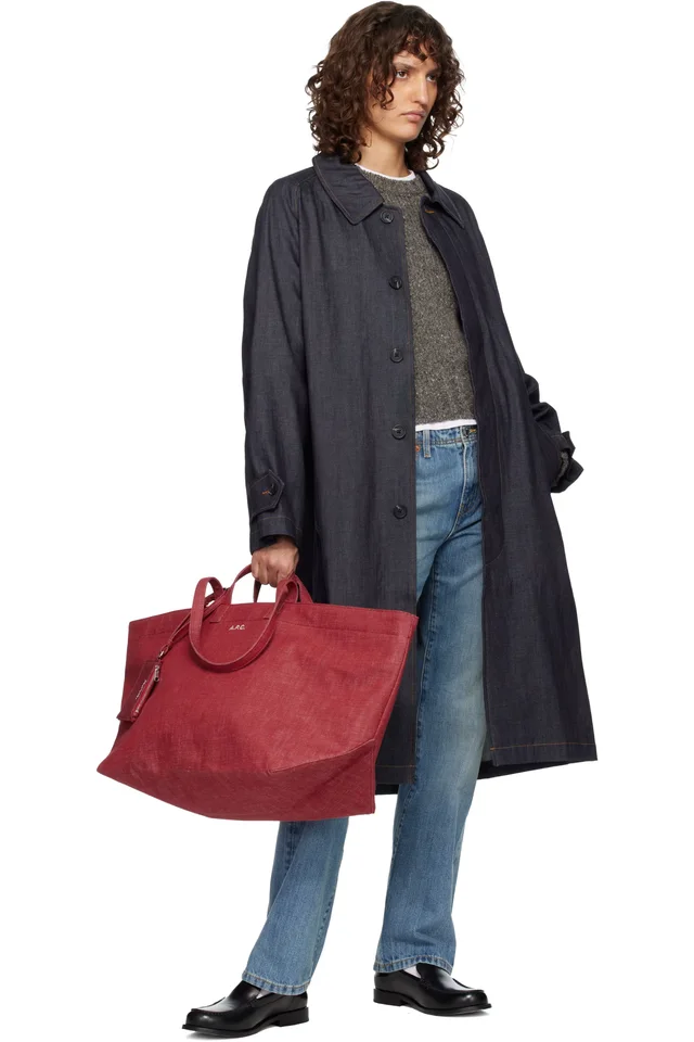 A.P.C. Red 'Le Drummer' Toile Tote, photo 4 of 4 from SSENSE
