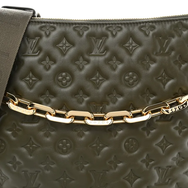 Louis Vuitton Embossed Monogram Coussin Hobo Dark Kaki in Calfskin from FASHIONPHILE, photo 1 of 1