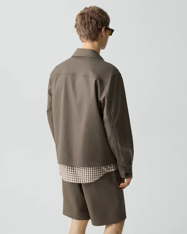 Theory Button-Up Jacket in Moonsoft Cotton in MOREL 97% Cotton, 3% Spandex, photo 11 of 14 from Theory