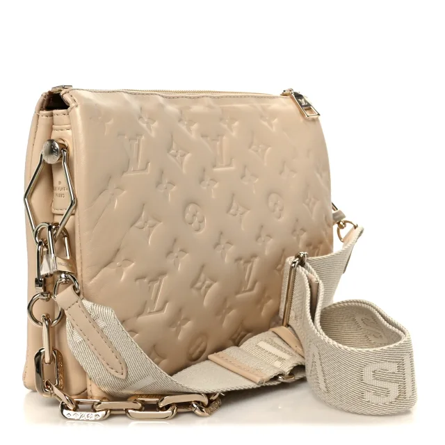 Louis Vuitton Swarovski Crystal Embossed Monogram Coussin PM Nude in Lambskin from FASHIONPHILE, photo 3 of 12