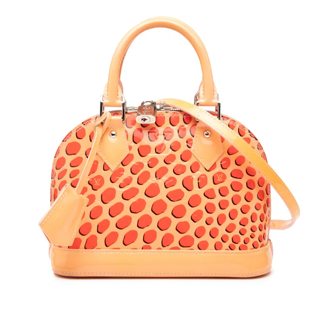 Orange Louis Vuitton Monogram Vernis Jungle Dots Alma BB Satchel in Orange Leather from Designer Revival