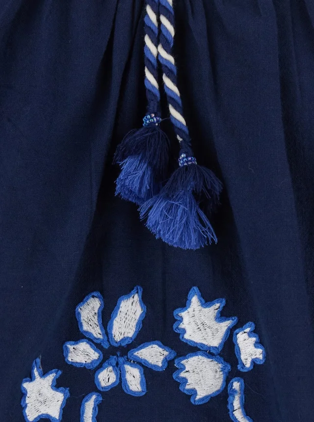 DERHY 'Enora' Blue Blouse with Balloon Sleeves and All-Over Floral Embroidery in Cotton for Women in Blue 100% Cotton, photo 5 of 6 from Gaudenzi Boutique