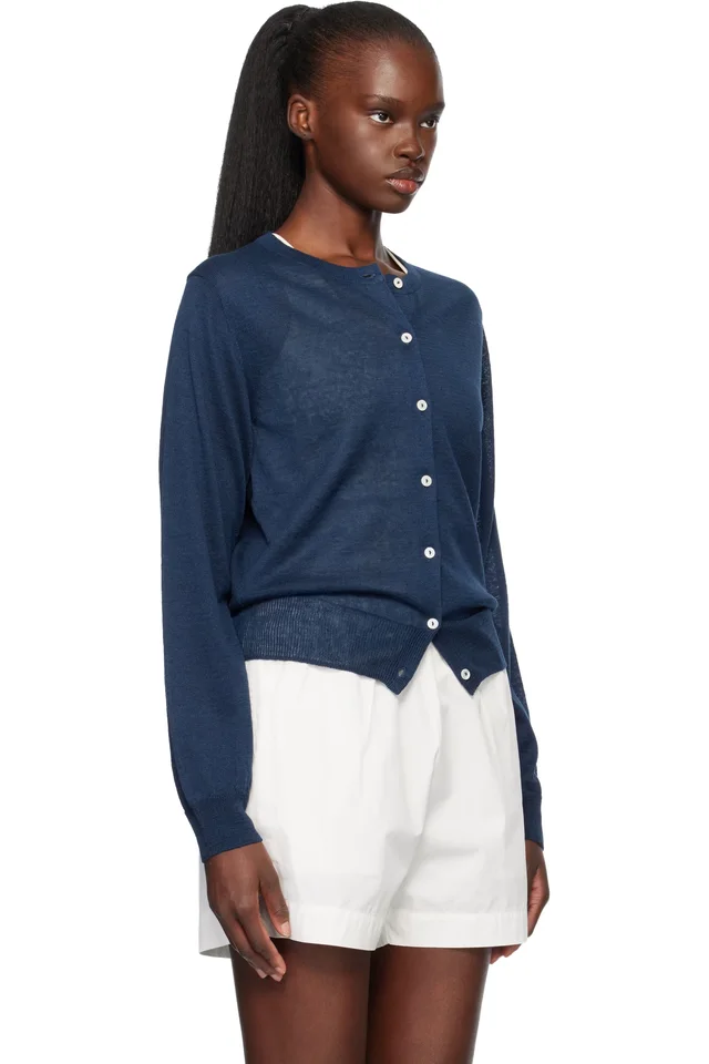 Nothing Written Navy Rola Linen Cardigan, photo 2 of 4 from SSENSE